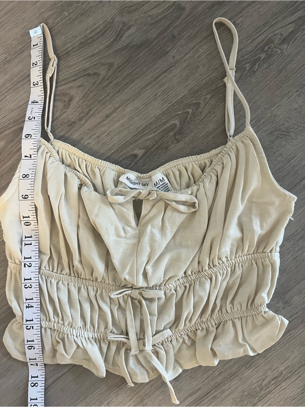 Cream Ruched Drawstring Cami Top - Picture 7 of 8